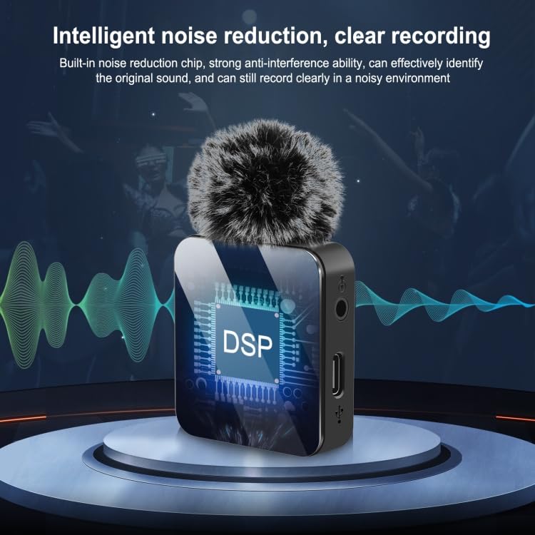 Image of Wireless Lavalier Microphone for Type-C Phone, Type-C Receiver and Dual Microphones Puluz (Black)