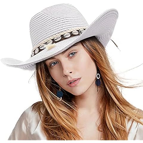 Sombrero de vaquero de paja con borlas de concha Cover