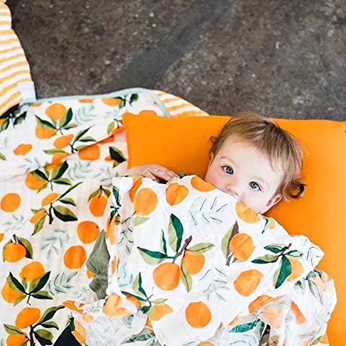 Baby Muslin Swaddle Blankets Soft Neutral Cotton Blend Bamboo Fiber Receiving Blanket Bathing Towel Boy Girl Unisex Toddler Infant Newborn 47 X 47 Inches (Orange)