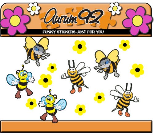 Bumble Bee Stickers - Funny x6