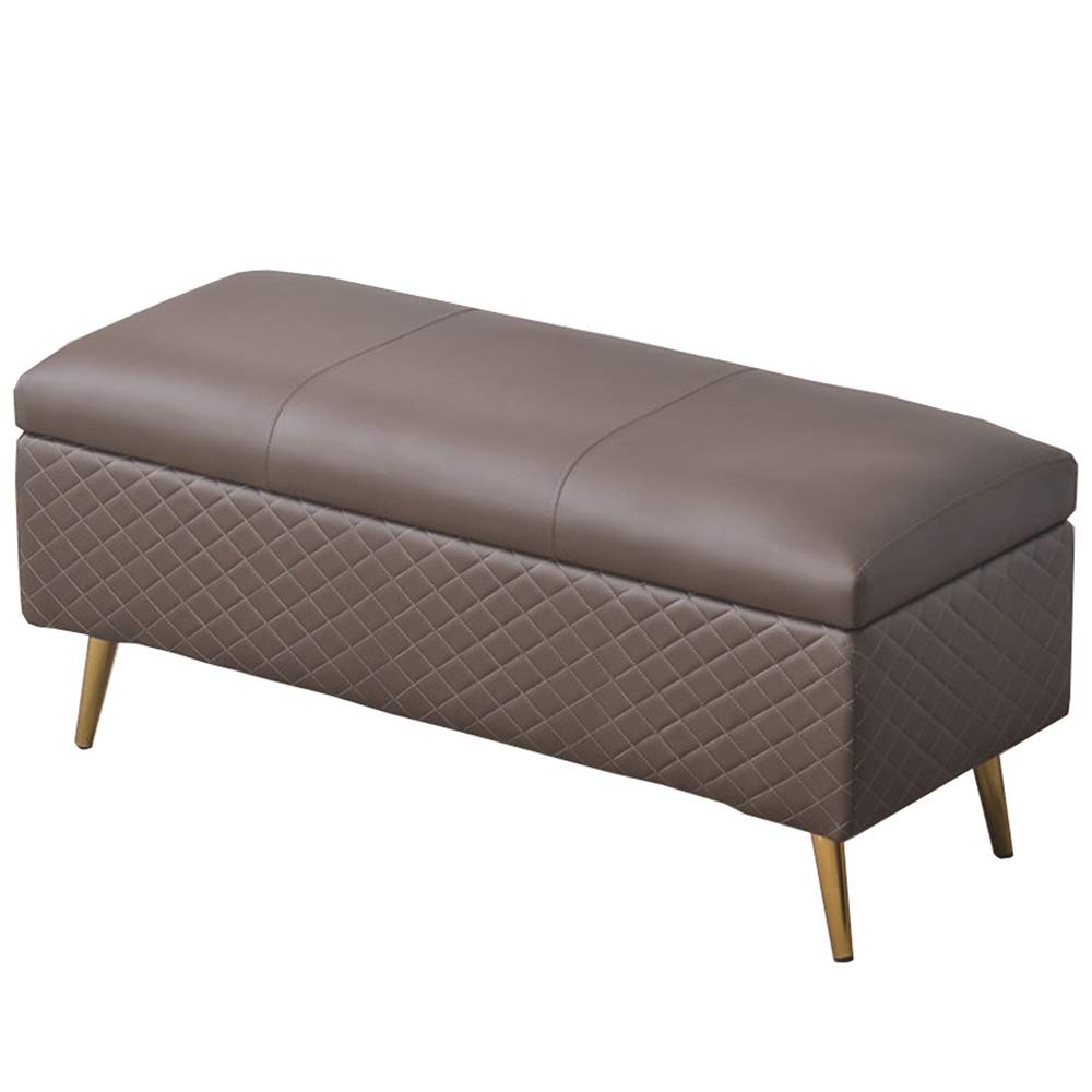 Repose-Pieds Grand Rangement Coffre Intérieur et Pouf Rectangulaire Cuir PU Noir