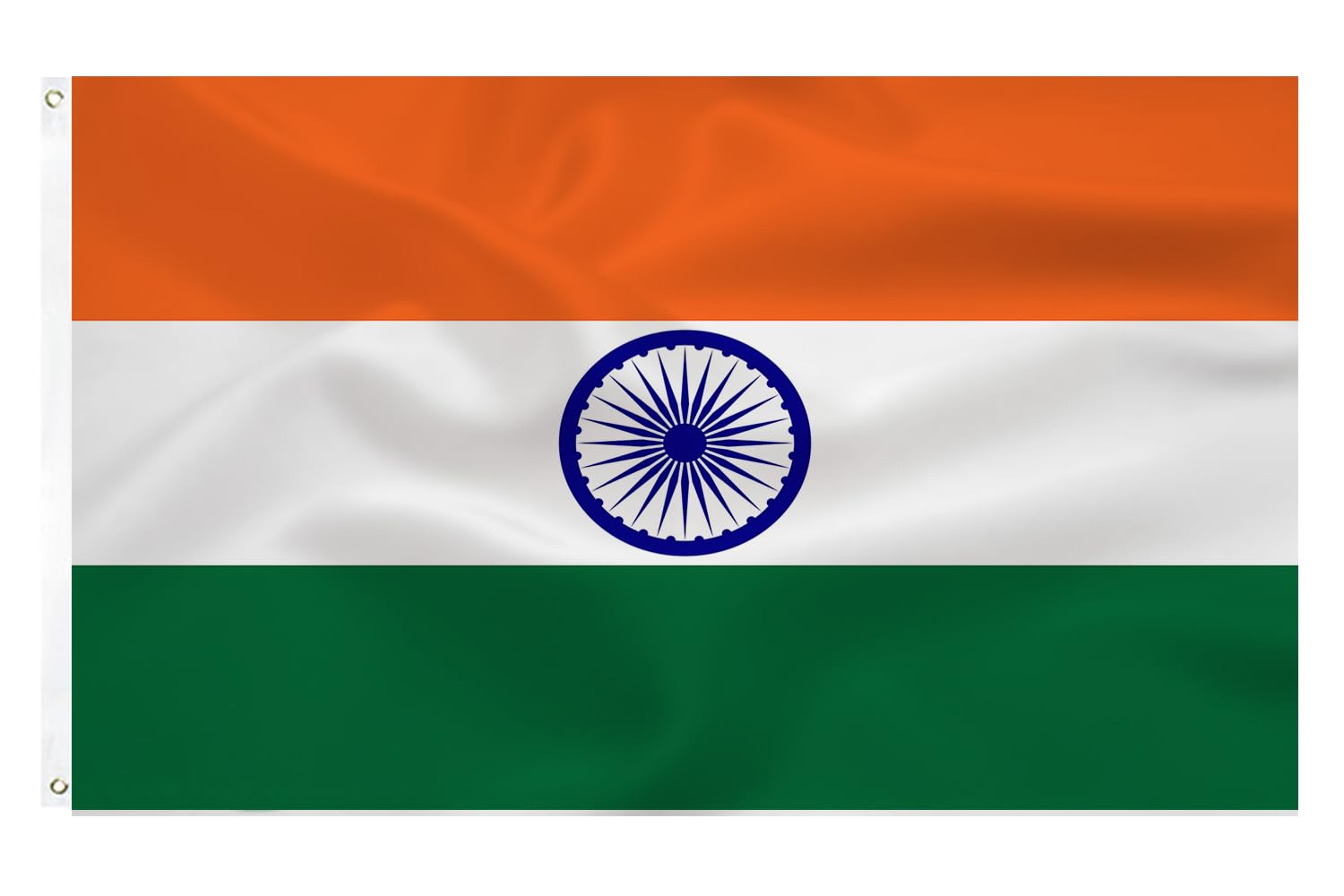 India FLAG Indian Flag 3x5 FT- Indoor/Outdoor Quality Polyester with Vivid Color Double-Stitched Edges Brass Grommets Decorations