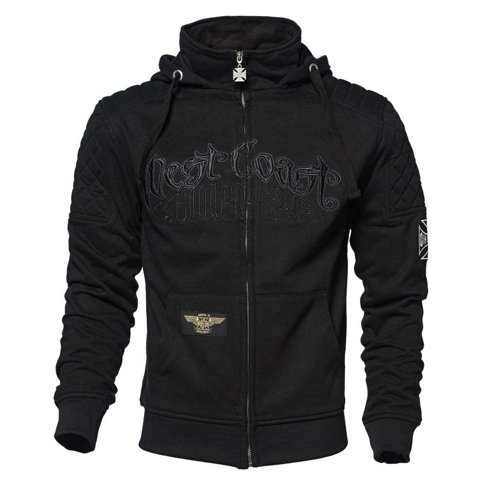 West Coast Choppers Men Zip Hoodie Choppers Por Vida, Color:black, Size:L