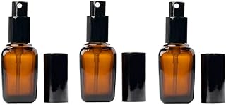 ericotry 3PCS 30ml Empty Refillable Square Amber Glass Spray Bottles for Cosmetic Perfume Storage Cleaning with Fine Mist ...