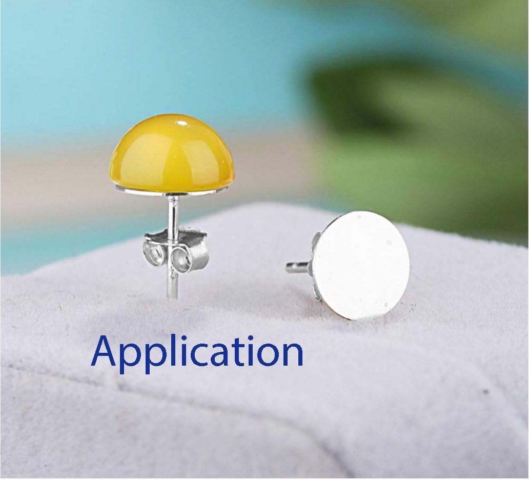 20pcs Adabele Authentic 925 Sterling Silver Earring Posts Findings 0.9mm Pin 6mm Glue On Flat Pad 20pcs Earnut Back for Earrings Jewelry Making SS319-6