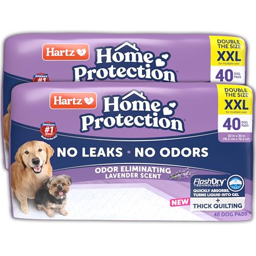 Image of Hartz Home Protection Super Absorbent Odor Eliminating Lavender Scented No Leaks Dog Pads, XXL 80 Count