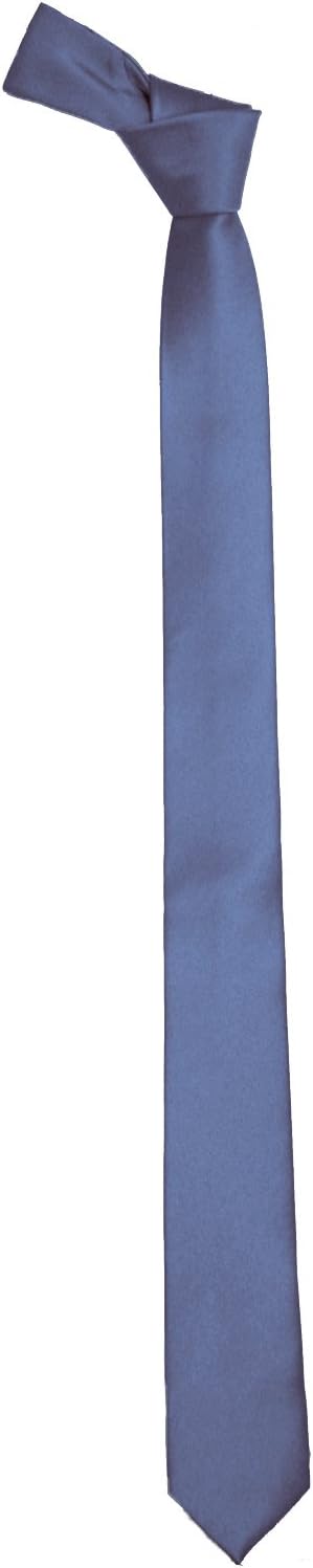 K. Alexander Skinny Steel Blue Tie 2 Inch Solid Mens Tie Satin