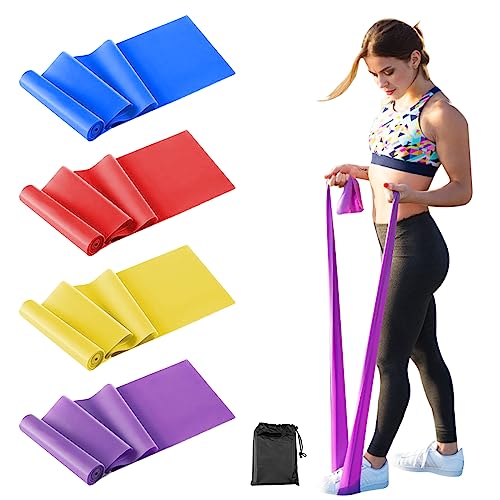 Relota Set di 4 Elastici Fitness, 4 Livelli di Resistenza Fasce Elastiche Fitness per Donne o Uomini, Banda Elastica per Allenamento di Forza, Pilates, Fisioterapia, Yoga