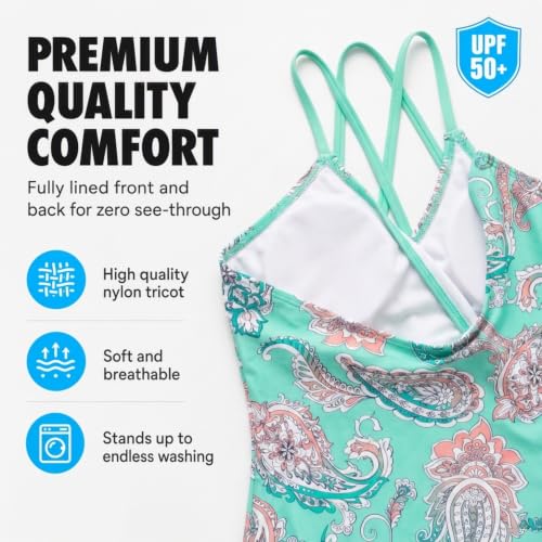 Image of Kanu Surf Girls' Reese UPF 50 Beach Sport Criss-Cross One Piece Swimsuit