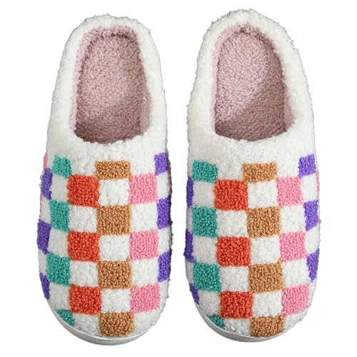 Womens Mens Slip on House Slippers Memory Foam Slippers Scuff Outdoor Indoor Warm Plush Bedroom Shoes