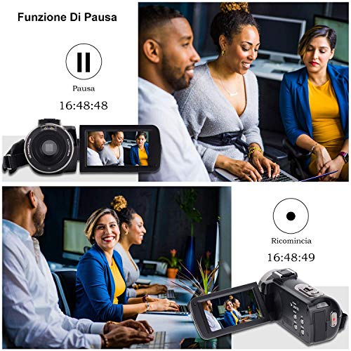 VideoKamera Camcorder 1080p 30FPS 36MP 16X digital Zoom, IR Nachtsicht, 3 Zoll 270° Drehbar Handycam mit Fernbedienung… – Bild 5