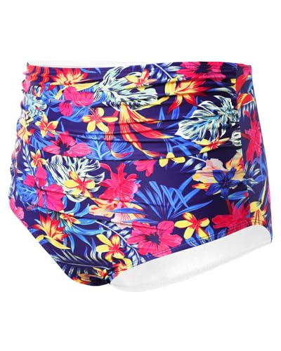 Image of Tempt Me Women High Waisted Bikini Bottom Retro Ruched Swim Bottom Shirred Tankinis Brief