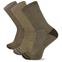 MERRELL Women's 3 Pack Cushioned Performance Hiker (Low Cut/Quarter/Crew) Casual Sock, Assorted Olive (Crew), 4 10 US