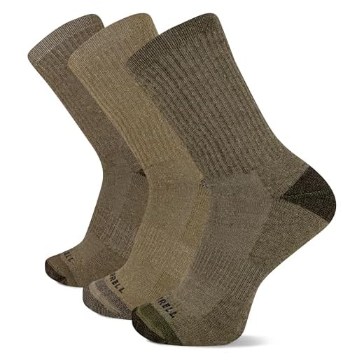 Merrell mens 3 Pack Cushioned Performance Hiker (Low/Quarter/Crew Socks) Casual Sock, Olive (Crew), 10 13 US