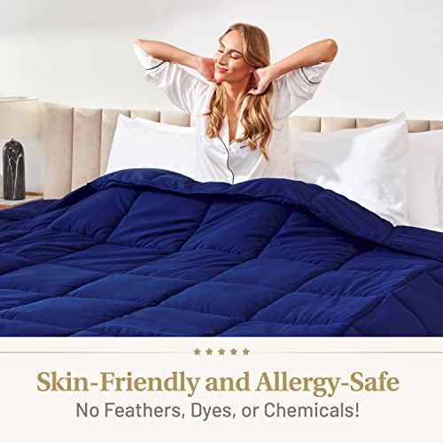 Image of Lavish Comforts Luxury Dark Blue Comforter | Navy Blue Duvet | Premium Bedding | Down Alternative Duvet Insert | Machine Washable Comforter | King 104 inch x 86 inch
