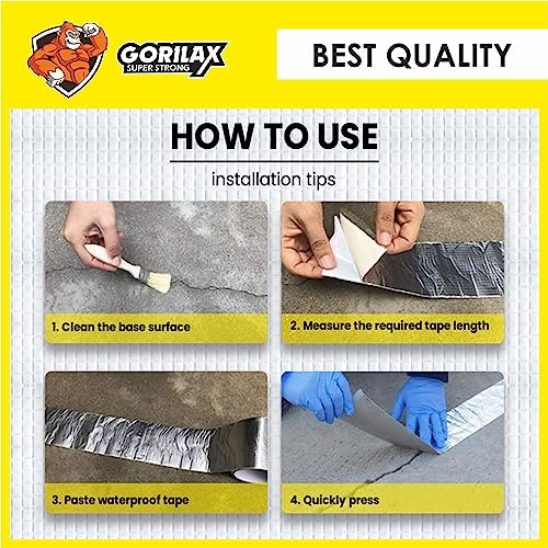 Image of Super Strong Waterproof Leakage Repair Tape, Adhesive Sealant Tape, Water Leakage Permanent Solution For Roof Leak, surface Crack, Window Sill Gap, Boat Sealing, Tank Leak (4 in x 5 meter)
