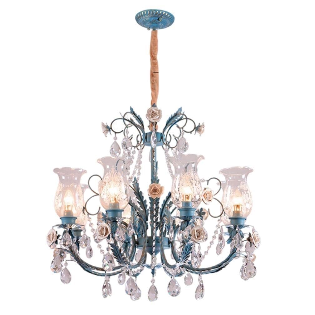 French Country Wrought Iron Chandelier Vintage Frosted Glass Chandelier