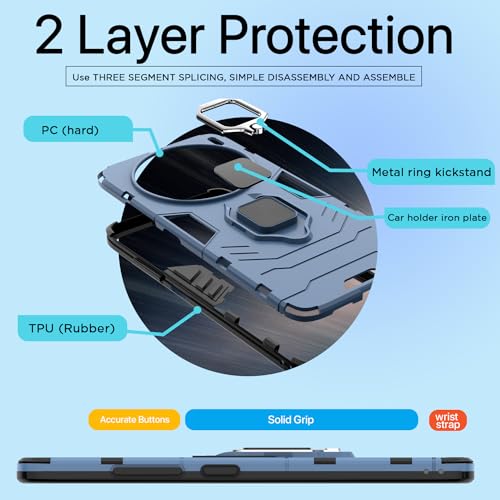 Image of Amazon Basics Back Cover for Vivo X100 Pro 5G| 360 Protection Case| D5 Tough Armor Bumper Case (Blue)