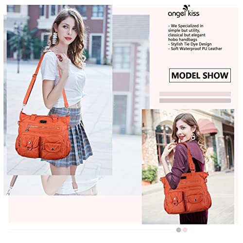 Image of Angelkiss Purses Handbags for Women PU Tote Satchel Bags for Women Pockets Shoulder Bags | PU