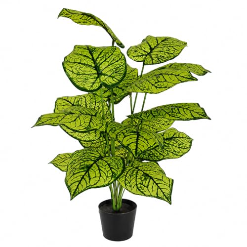 Image of Artificial Philodendron Plant with Black Pot - 26 Inch Tall Faux Green Decorative Plant for Indoor Outdoor Home, Office, Balcony & Living Room Decor