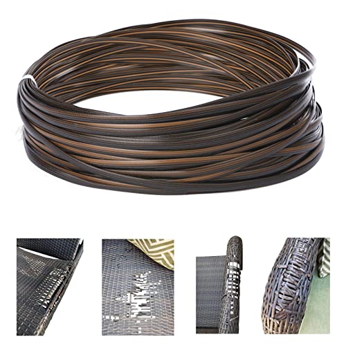 Laphivieh 120 Ft Wicker Repair Kit, Plastic Wicker Repair Supplies, Gradient Dark Brown with Visible Mixed Color Stripes, Synthetic Rattan Replacement Material for Patio Furniture Repair