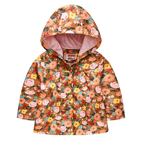 Toddler Boys Girls Flower Rain Jackets Kids Waterproof Hoodie Raincoats Trendy Windbreaker Casual Fall Winter Coat