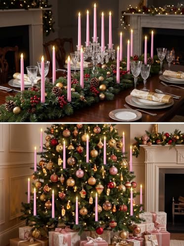 Image of Treela Battery Operated LED Taper Candles,Basic,11 Inch,Pink