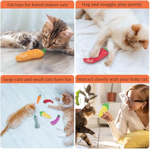 ETEKYER Catnip Cat Toys, Cat Nip Kitten Toy for Indoor Cats Kitty Kicker, Durable Kitten Teething Chew Toys, 5 Pack, Vegetable Shape image 6