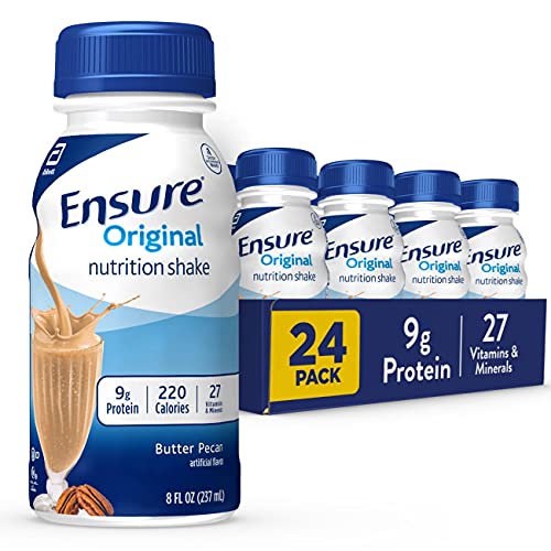 Ensure Original Butter Pecan Nutrition Shake | Small Meal Replacement Shake | Ready To Drink | 9g Protein, 27 Vitamins and Minerals | 8 fl oz - 24 Pack