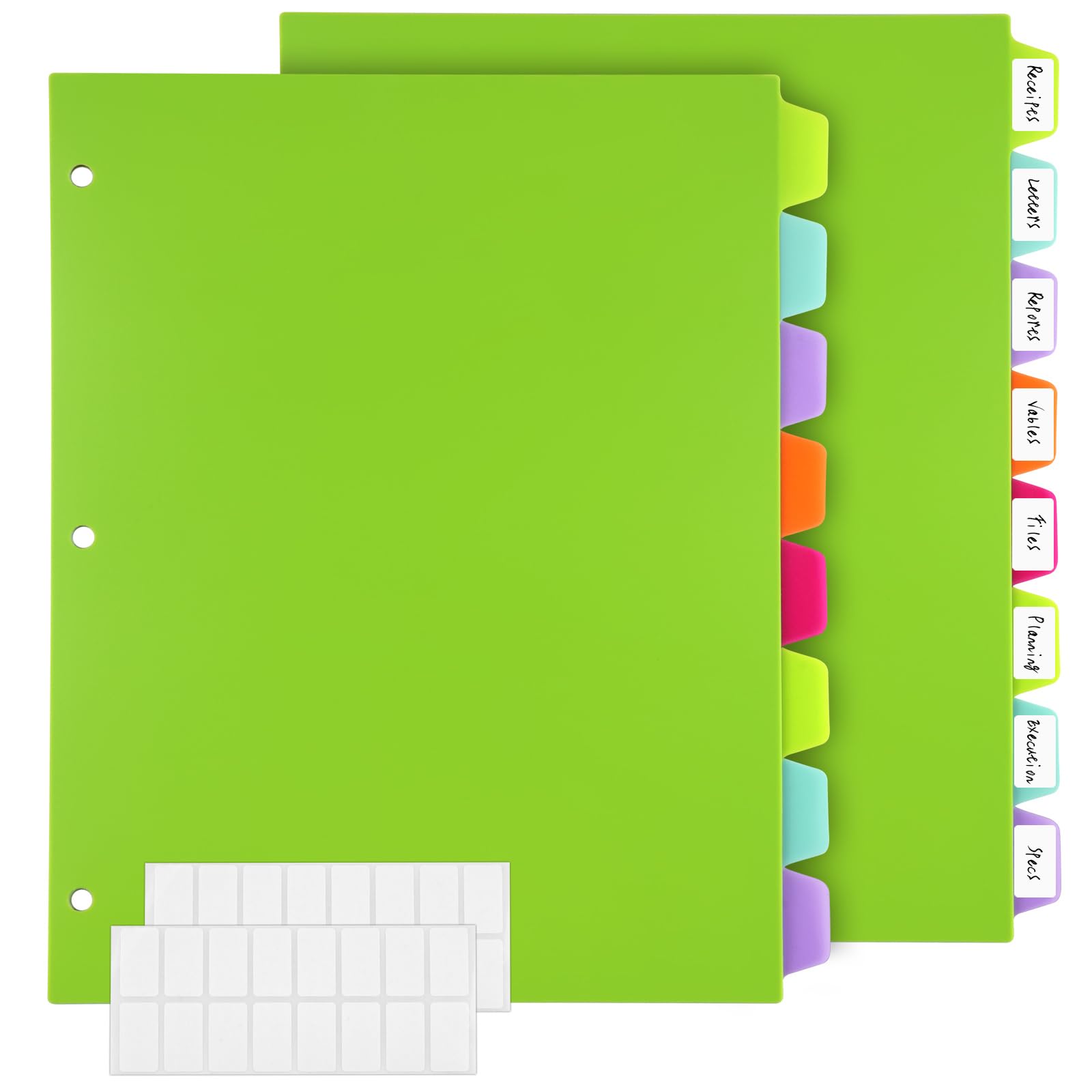 8 Tab Binder Dividers for 3 Ring Binder, Plastic Binder Dividers with Tabs, Cute Page Pastel Folder Dividers with Big Tabs for School Office Home, Letter Size, 2 Sets, 16 Dividers