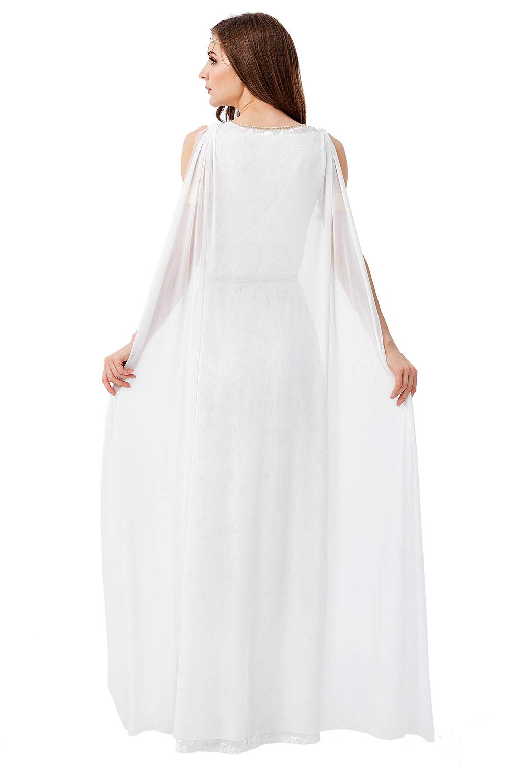 Donne Halloween Abito da Dea Greca Costume da Athena Senza Maniche con Colletto a V Romano Toga Olimpica Set Completo