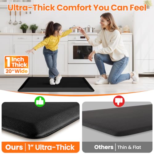 Image of 1-Inch Thick Anti-Fatigue Mat for Kitchen and Standing Desk, 20 inchx39 inch, Black