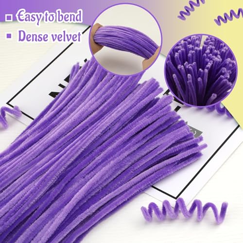 Image of Mnuizu 200Pcs Pipe Cleaners, Chenille Stems Fuzzy Sticks Craft Supplies | Pipe Cleaners Craft Bulk, Christmas Craft Supplies for DIY Art & Creative Crafts Party Decorations, Light Purple