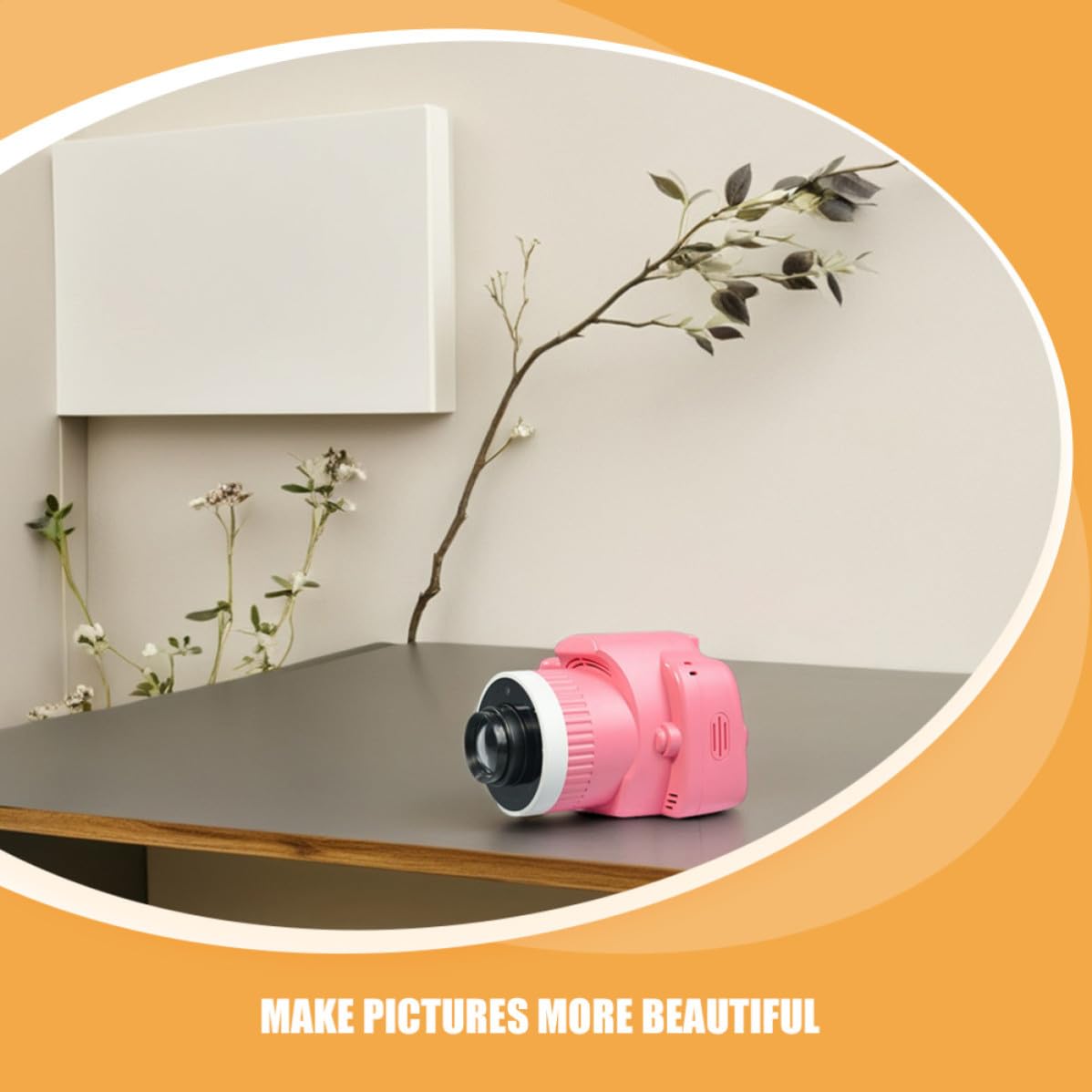 Baluue Macchina Fotografica con Proiettore, Videocamera Portatile Rosa in Plastica, Proiezione 1080p, Musica e Editing Foto, per Viaggio e Fotografia