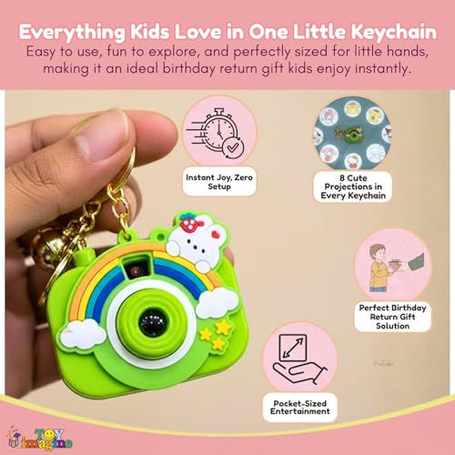 Image of Toy Imagine Cute Cartoon Projection Camera Keychain Return Gifts for Kids Boys & Girls(Pack of 6) Return Gifts for Birthday Party Birthday Return Gift for Kids Age 6-10 Mini 2-in-1 Projector Toy