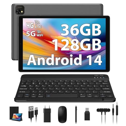 PIXGOOD Tablette 10 Pouces 4G LTE et 5G WiFi, Android 14.0 Octa-Core, 36GB RAM, 128GB ROM (1TB Expandable), INCELL 1980 * 1200, 13MP+8MP, Tablette avec Clavier...