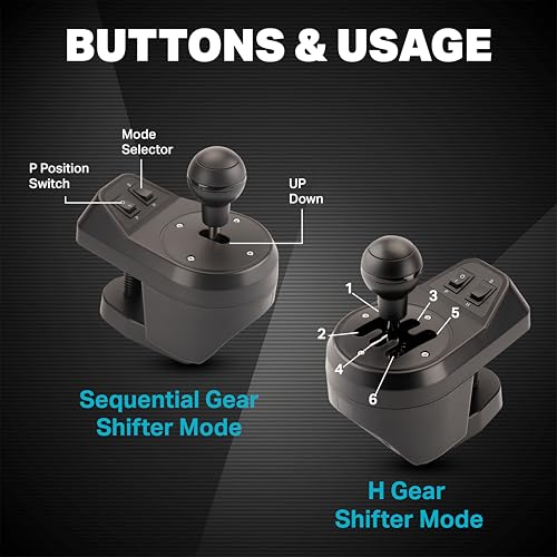 Image of NITHO USB Gaming Gear Shifter for PC Sim Racing, 6-Speed H-Pattern Gear Shifter with Reverse, Interchangeable H-Pattern & Sequential Plates, Racing Wheel Shifter for Windows PC (Not for Console)