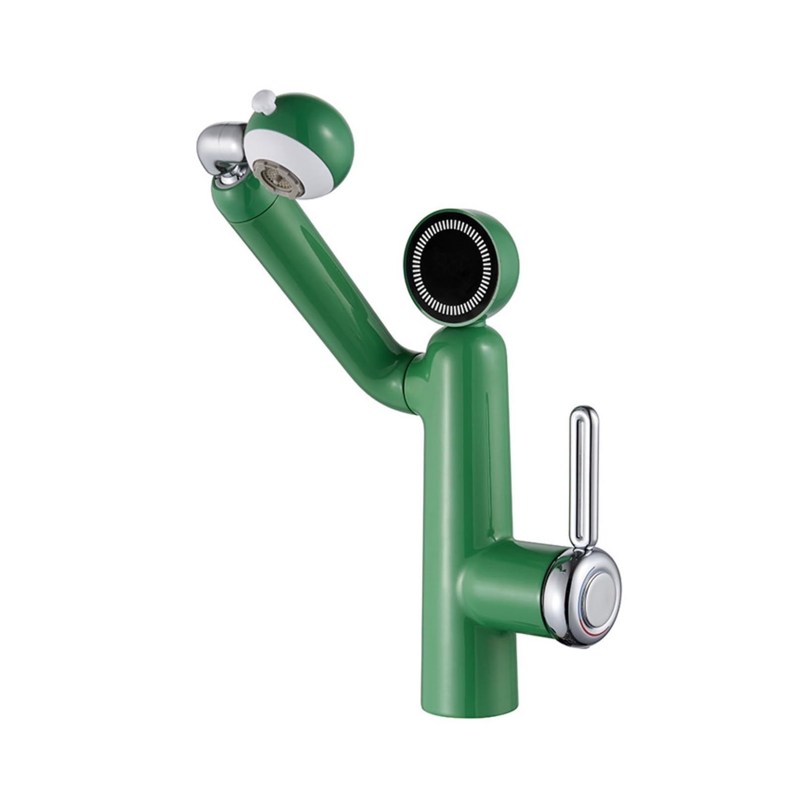 LED Digital Mechanical Arm Basin Faucet, 360 Swivel 2-Function Tap,Safe and Reliable(Groen)