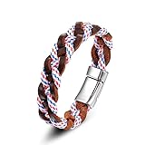 NLOOKS Männer Überleben Anker Armband Outdoor Camping Rettung Notfall Seil Armband Für Frauen Edelstahl Leder Armreifen