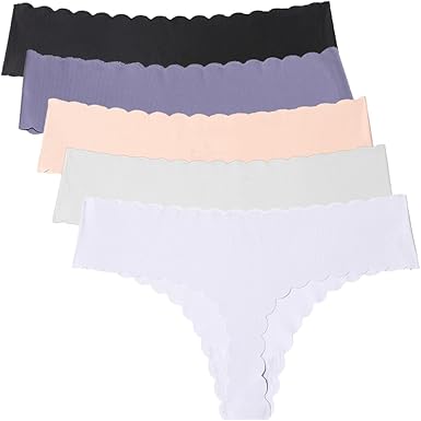 Wetopkim Seamless Thongs for Women, No Show Panties V-waisted Stretch Breathable, Seamless Thong Underwear 6 Pack S-XL