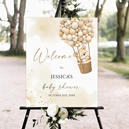 Brown Teddy Bear Baby Shower Welcome Sign, Welcome Baby Shower Sign, Welcome Baby Shower, Welcome...