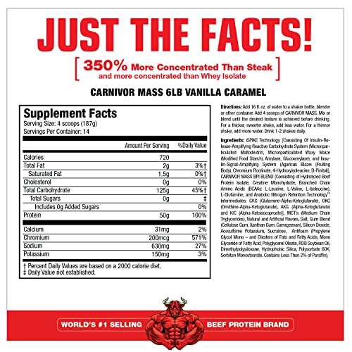 Image of MuscleMeds Carnivor Mass Diet Supplement, Vanilla Caramel, 5.78 Pound (002658)