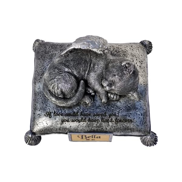 Wslhfeo angel cat sleeping on pillow cremation urn small pet memorial statue engraved with your pet's name l8 - image 9