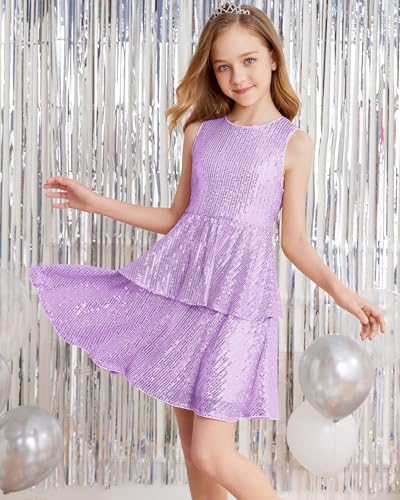 Danna Belle Girls Sequin Dress Sleeveless Party Birthday Dual-Layer Dresses 6-14 - Image 6
