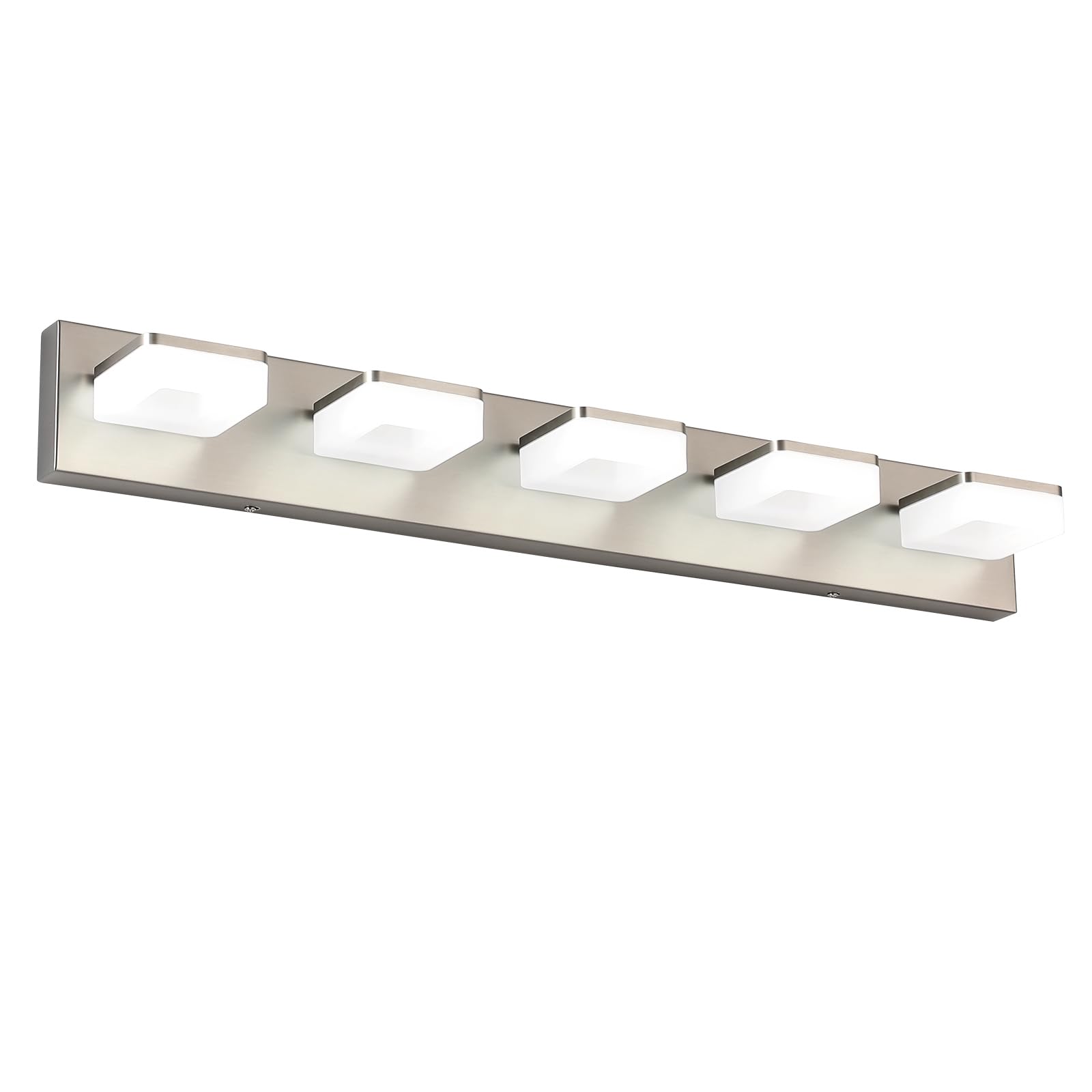Bicrink Brushed Nickel Vanity Lights for Bathroom 5 Light Vanity Lighting Fixtures for Mirror 32" Adjustable 5500K Modern LED Vanity Light Over Mirror