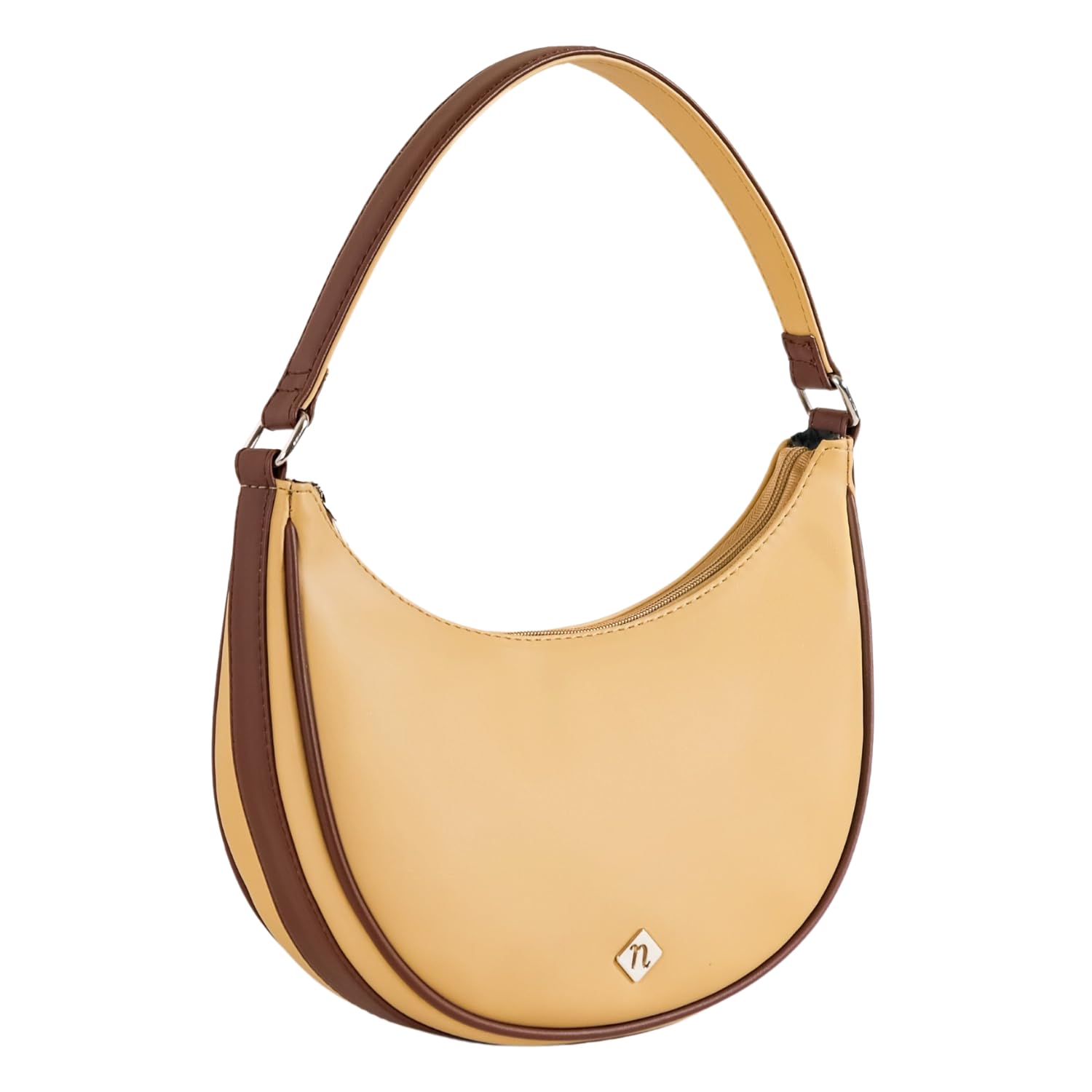 Nestasia Half Moon Shoulder Bag | Womens Hobo PU Leather Bag | Spacious with 1 External Zip Pocket | Perfect for Everyday Use | Beige and Brown (B0CYLTJFDM) Amazon Price History, Amazon Price Tracker