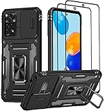 Wefor XiaoMi RedMi Note 11 (4G) Case with Slide Camera Cover, 360°Magnetic Ring Kickstand Upgraded M