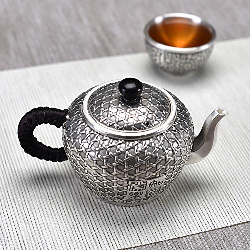 No-Branded Teiera d'Argento hkrstssxj Pure Silver Silver Teapot Home Teakettle Vecchia Cerimonia Teiera Set di Acqua… - immagine 5