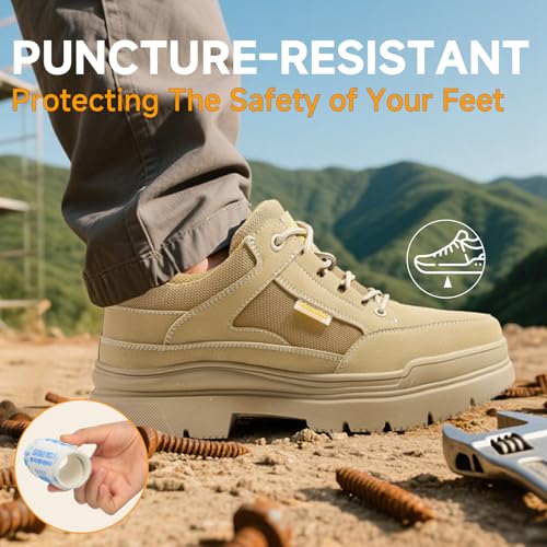 Image of Steel Toe Shoes for Men Lightweight Puncture Resistant Safety Footwear Work Shoes Men Safety Work Shoe Comfortable for Construction Warehouse Jobs