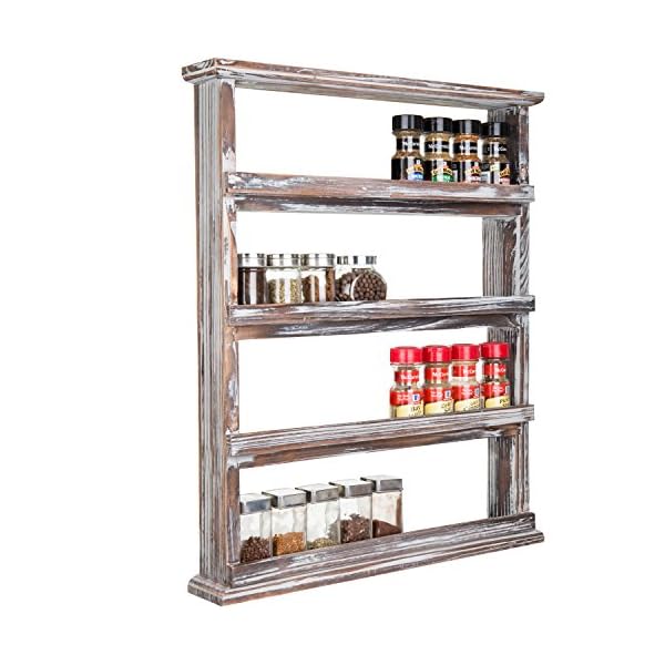 MyGift Rustic Torched Wood Wall Hanging Spice Rack, 4 Tier Seasoning Jar Shelves Pantry Organizer MyGift Rustic Torched Wood Wall Hanging Spice Rack, 4 Tier Seasoning Jar Shelves Pantry Organizer